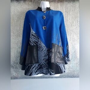 LEMON GRASS Faux Suede Patchwork Women's Jacket Sz'M